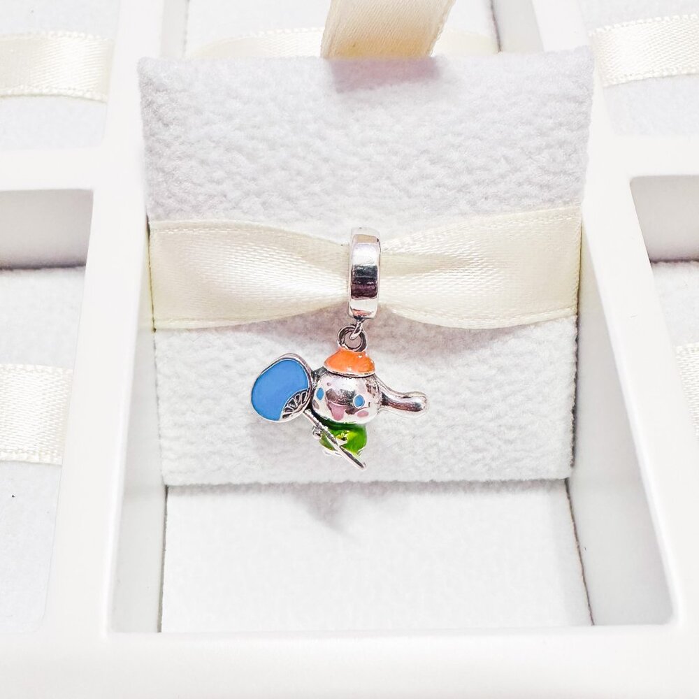 925 Sterling Silver Sanrio Cinnamoroll With Fan Dangle Charm Fits Pandora